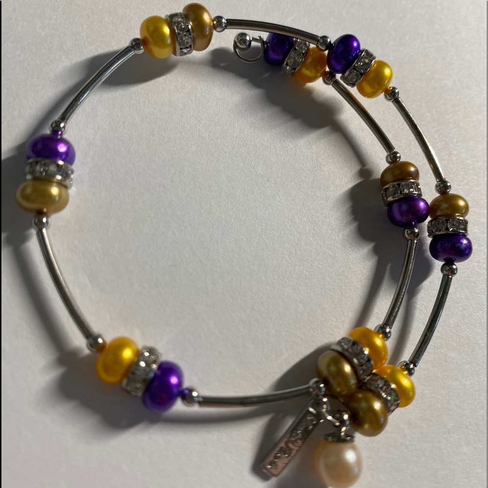 New Vantel Pearls Mardi Gras Wrap Bracelet #0006